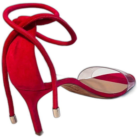 Manolo Blahnik Pink Sandals, PVC Band & Ankle Straps, Euro Size 39 - Picture 3 of 4